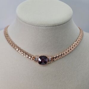 BP Rose Gold Necklace with Purple Gemstone